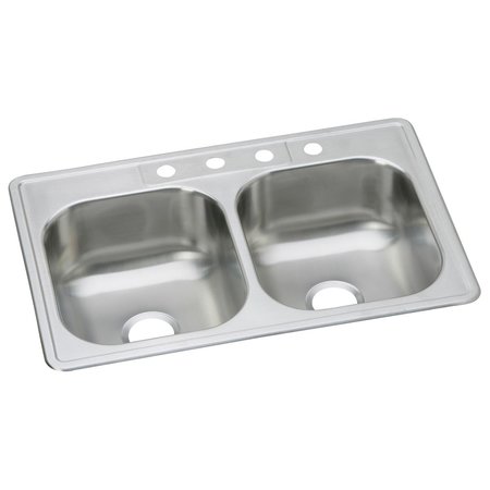 ELKAY Dayton Stainless Steel 33 X 22 X 8-1/16 Equal Double Bowl Top Mount Sink DSEW10233224